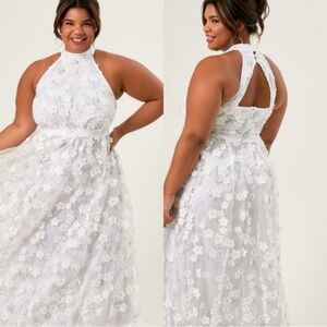 ARULA White Embellished Cut Out Halter Dress